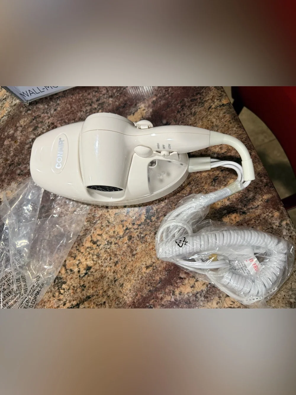 Conair Wall-Mount Hair Dryer in White